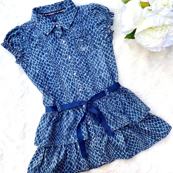 Guess Other - 🦋GUESS Girls Animal Print Drop Waist Denim Dress